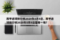 西甲进球排行榜2020年8月8日，西甲进球排行榜2020年8月8日是哪一场？