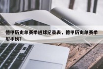德甲历史单赛季进球纪录表，德甲历史单赛季射手榜？
