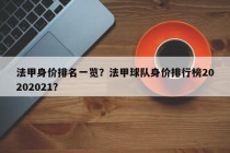法甲身价排名一览？法甲球队身价排行榜20202021？
