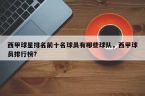 西甲球星排名前十名球员有哪些球队，西甲球员排行榜？