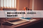瑞超2022积分排行榜，20202021瑞超积分榜？